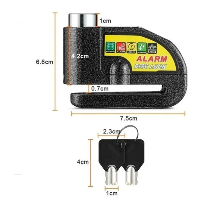 Candado de disco con alarma para moto y bicicleta